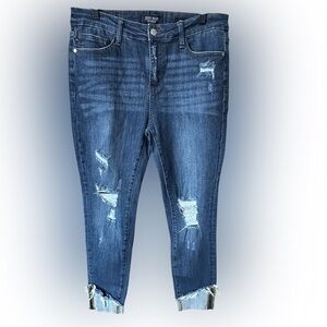 Judy Blue Distressed Ankle Jeans - Dark Blue size 13/31